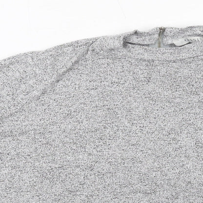 Oasis Womens Grey Viscose Basic Blouse Size L Mock Neck