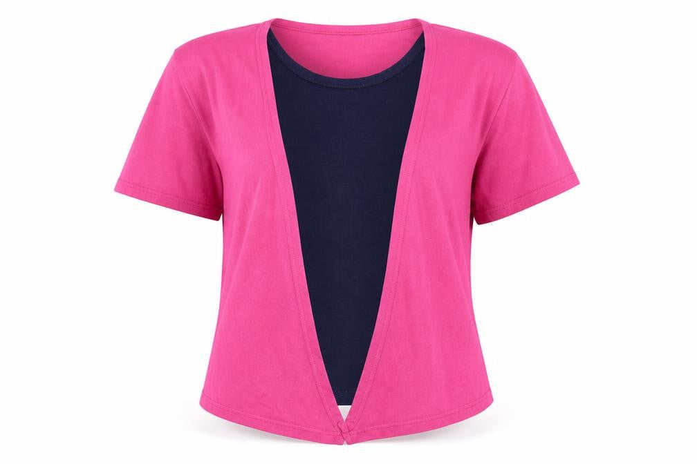 BHS Womens Pink Cotton Basic Blouse Size M Scoop Neck - Layered