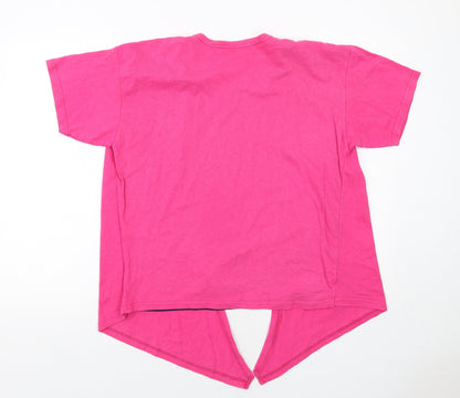 BHS Womens Pink Cotton Basic Blouse Size M Scoop Neck - Layered
