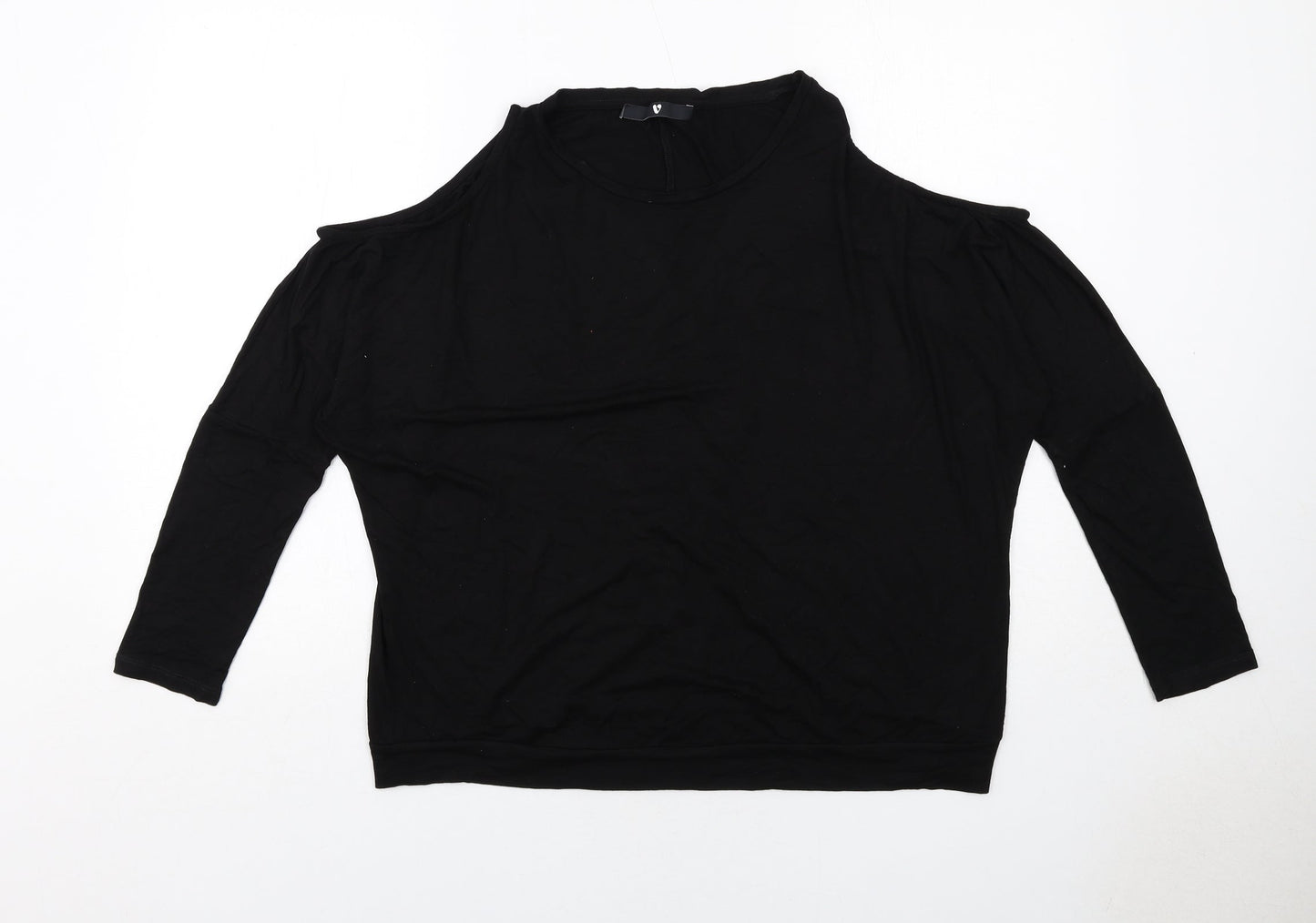 Very Womens Black Viscose Basic Blouse Size 14 Round Neck - Cold Shoulder