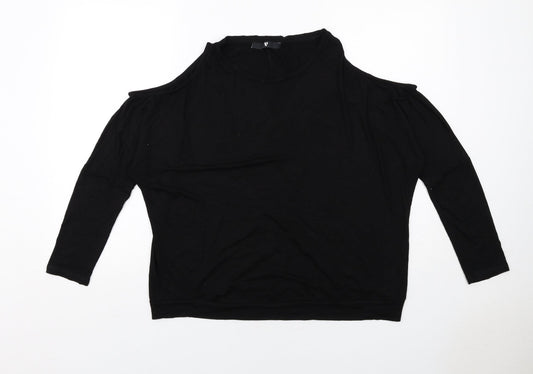 Very Womens Black Viscose Basic Blouse Size 14 Round Neck - Cold Shoulder