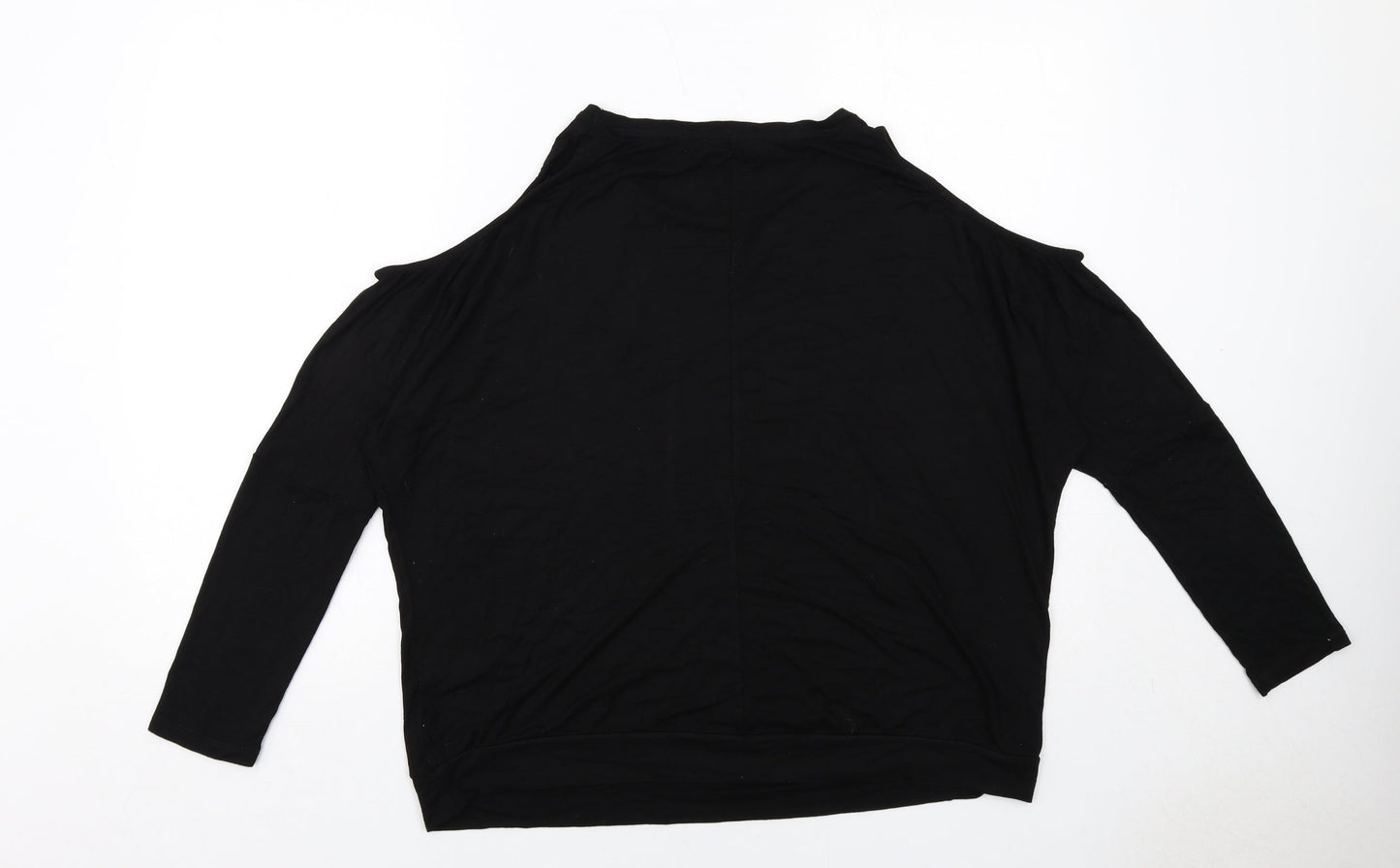 Very Womens Black Viscose Basic Blouse Size 14 Round Neck - Cold Shoulder