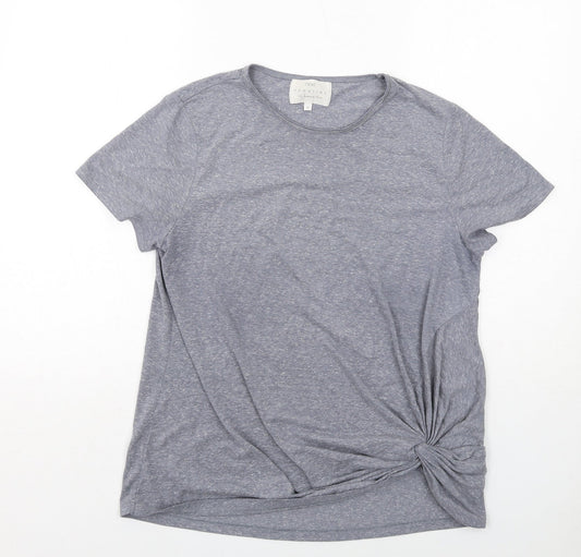 NEXT Womens Grey Polyester Basic T-Shirt Size M Round Neck - Twist Detail