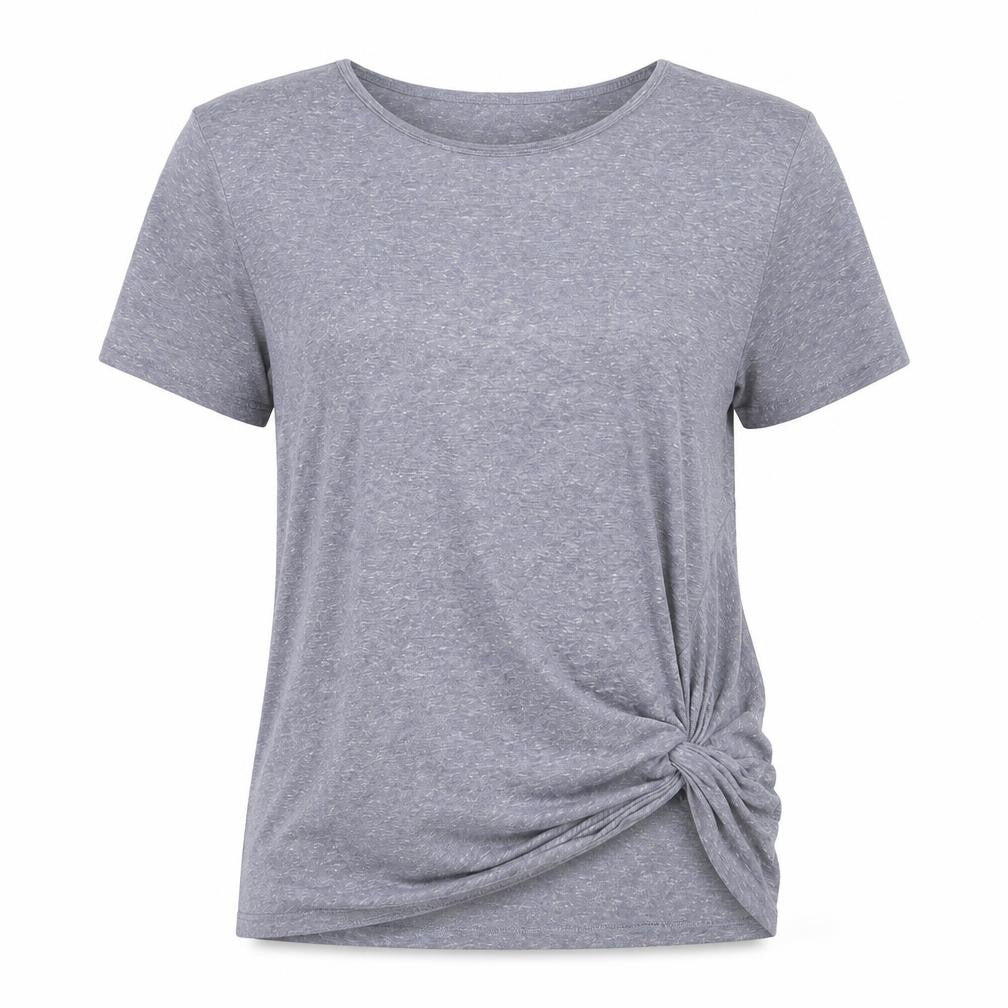 NEXT Womens Grey Polyester Basic T-Shirt Size M Round Neck - Twist Detail