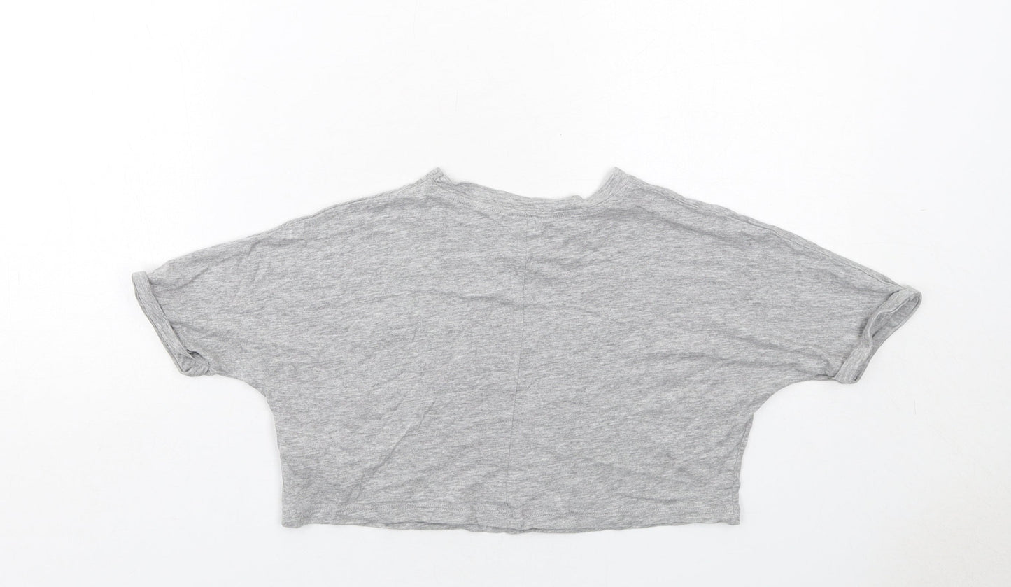 New Look Girls Grey Cotton Basic T-Shirt Size 9 Years Round Neck Pullover