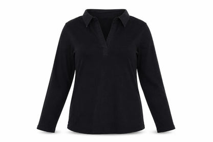 Marks & Spencer Womens Black Cotton Basic Blouse Size 12 Collared