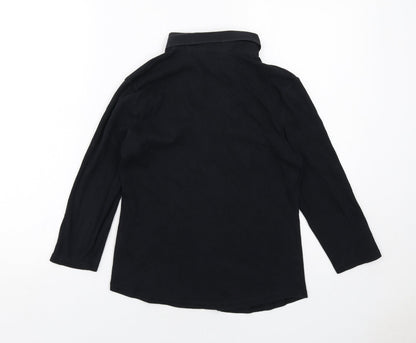 Marks & Spencer Womens Black Cotton Basic Blouse Size 12 Collared