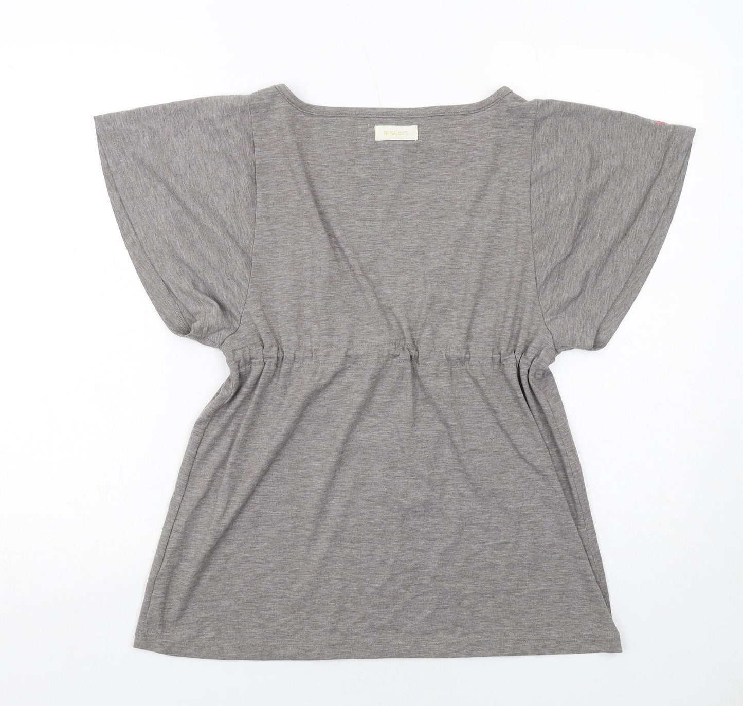 Insight Womens Grey Cotton Basic Blouse Size 8 V-Neck