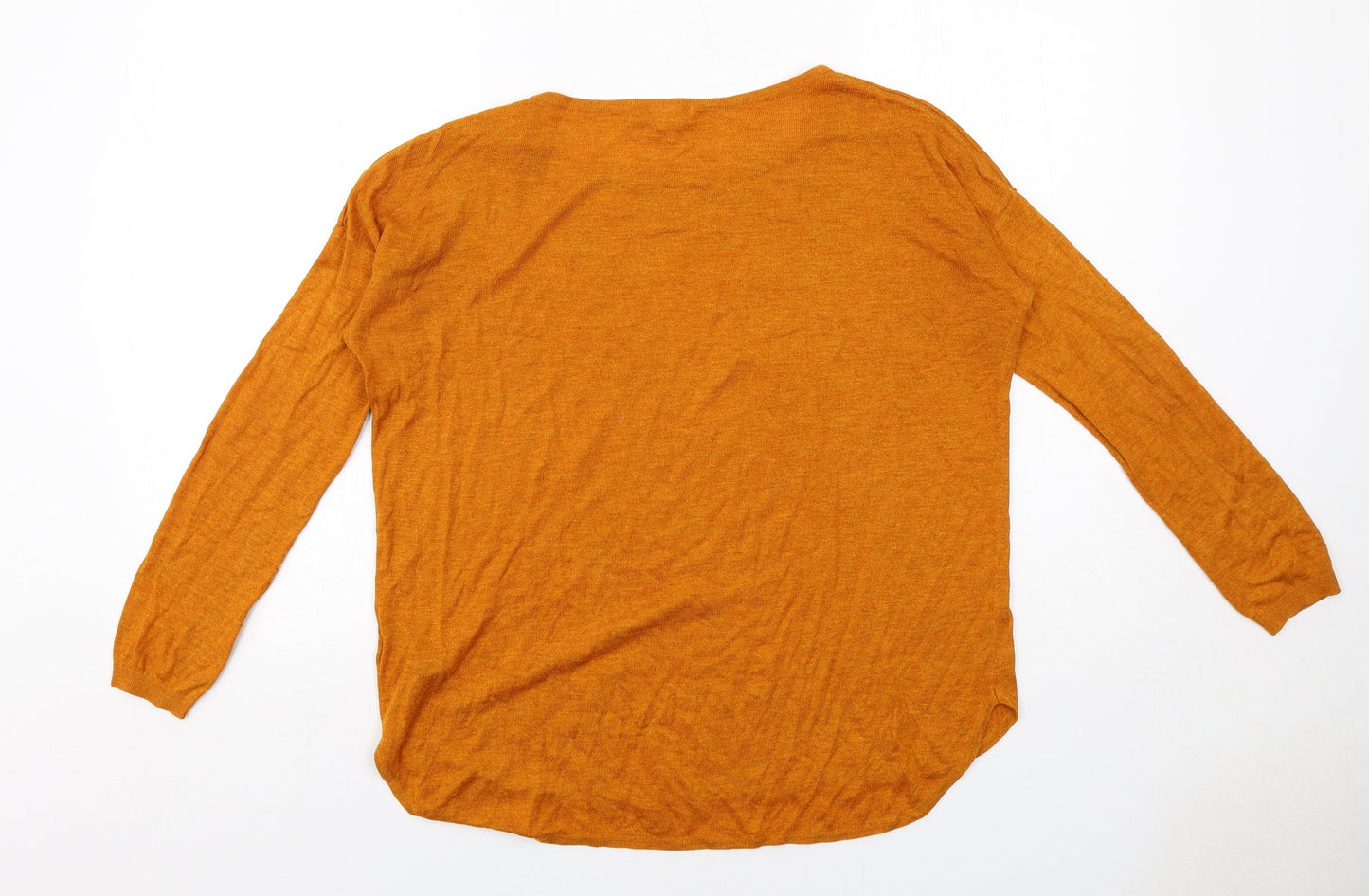 H&M Womens Orange Round Neck Acrylic Pullover Jumper Size S