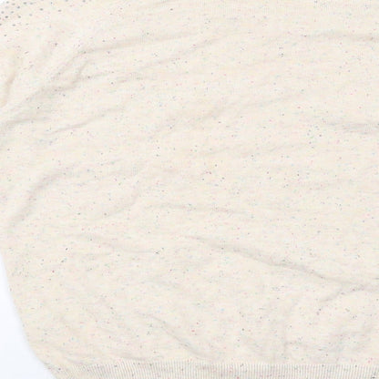 Savida Womens Ivory Round Neck Cotton Pullover Jumper Size M
