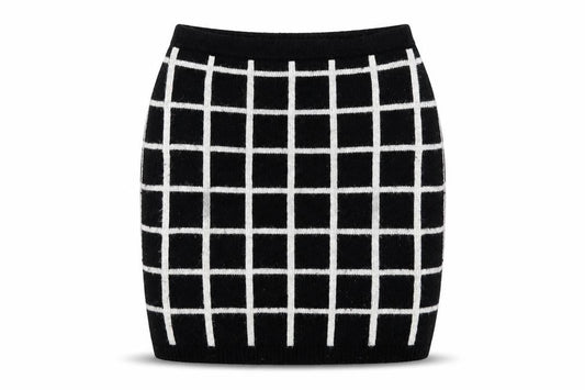 Next Womens Black Check Nylon A-Line Skirt Size 8
