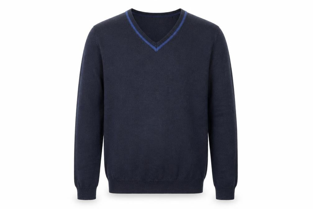 Hawkshead Mens Blue V-Neck Wool Pullover Jumper Size S Long Sleeve