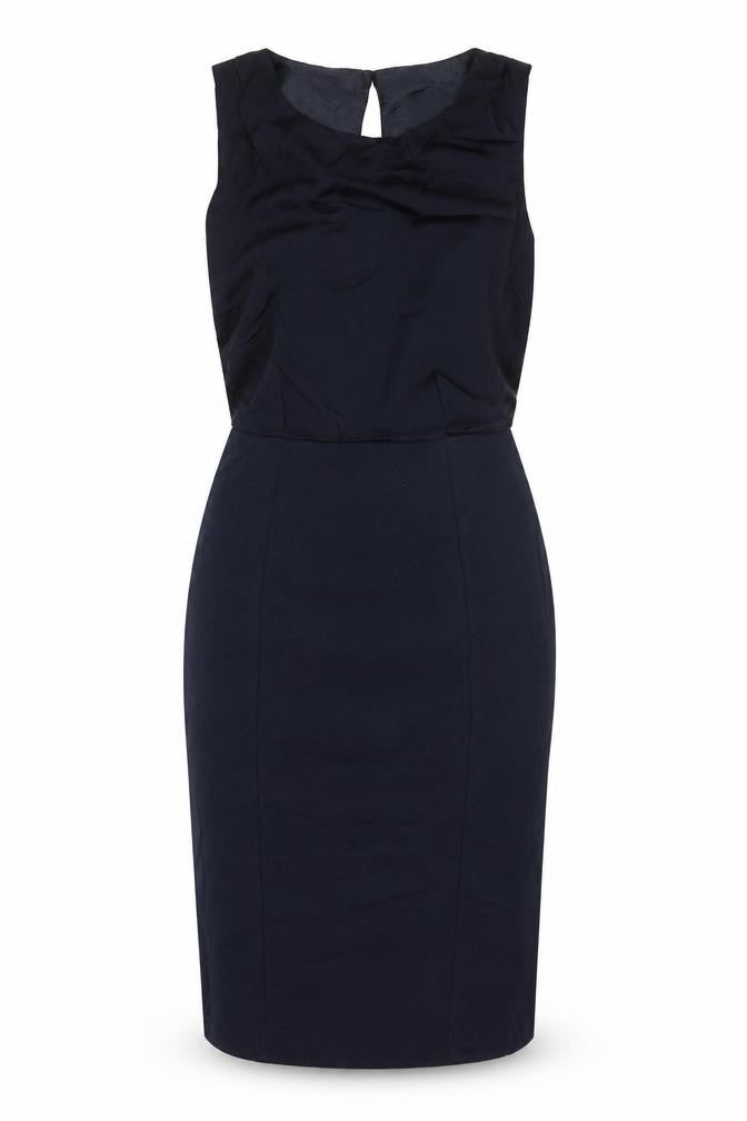 NEXT Womens Black Polyester Pencil Dress Size 6 Boat Neck Zip