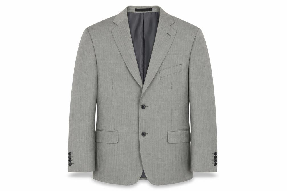 Impressions Mens Grey Herringbone Polyester Jacket Suit Jacket Size 42 Regular
