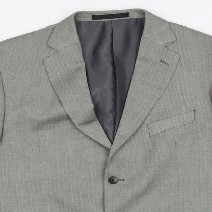 Impressions Mens Grey Herringbone Polyester Jacket Suit Jacket Size 42 Regular