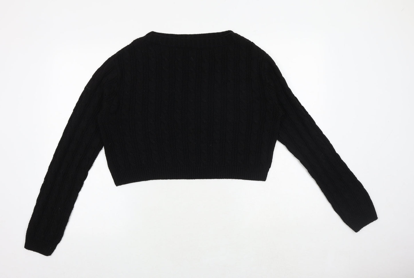 Topshop Womens Black Boat Neck Polyester Pullover Jumper Size S