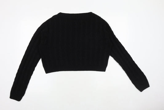 Topshop Womens Black Boat Neck Polyester Pullover Jumper Size S