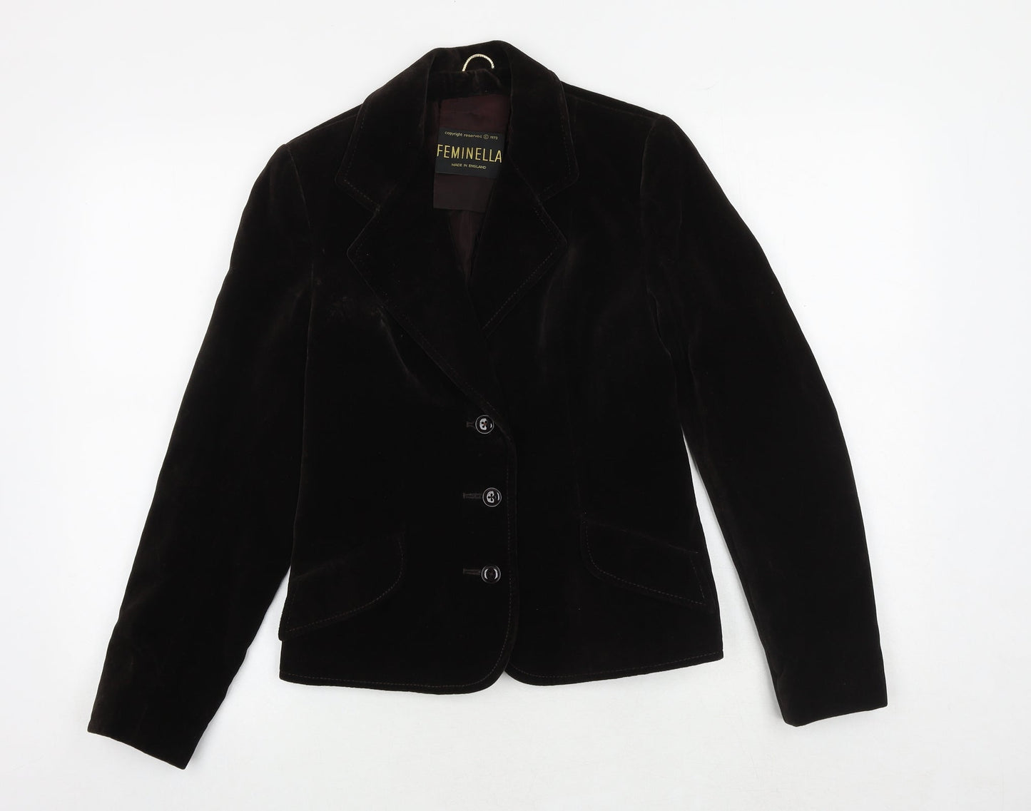 Feminella Womens Brown Jacket Blazer Size 10 Button