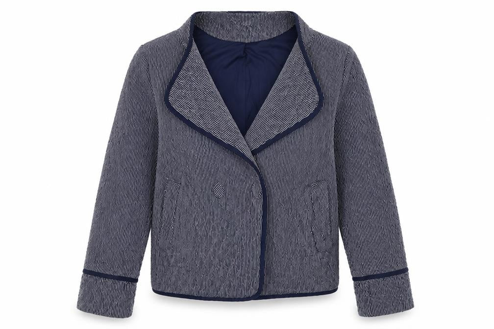 Monsoon Womens Blue Geometric Jacket Size 12 Button