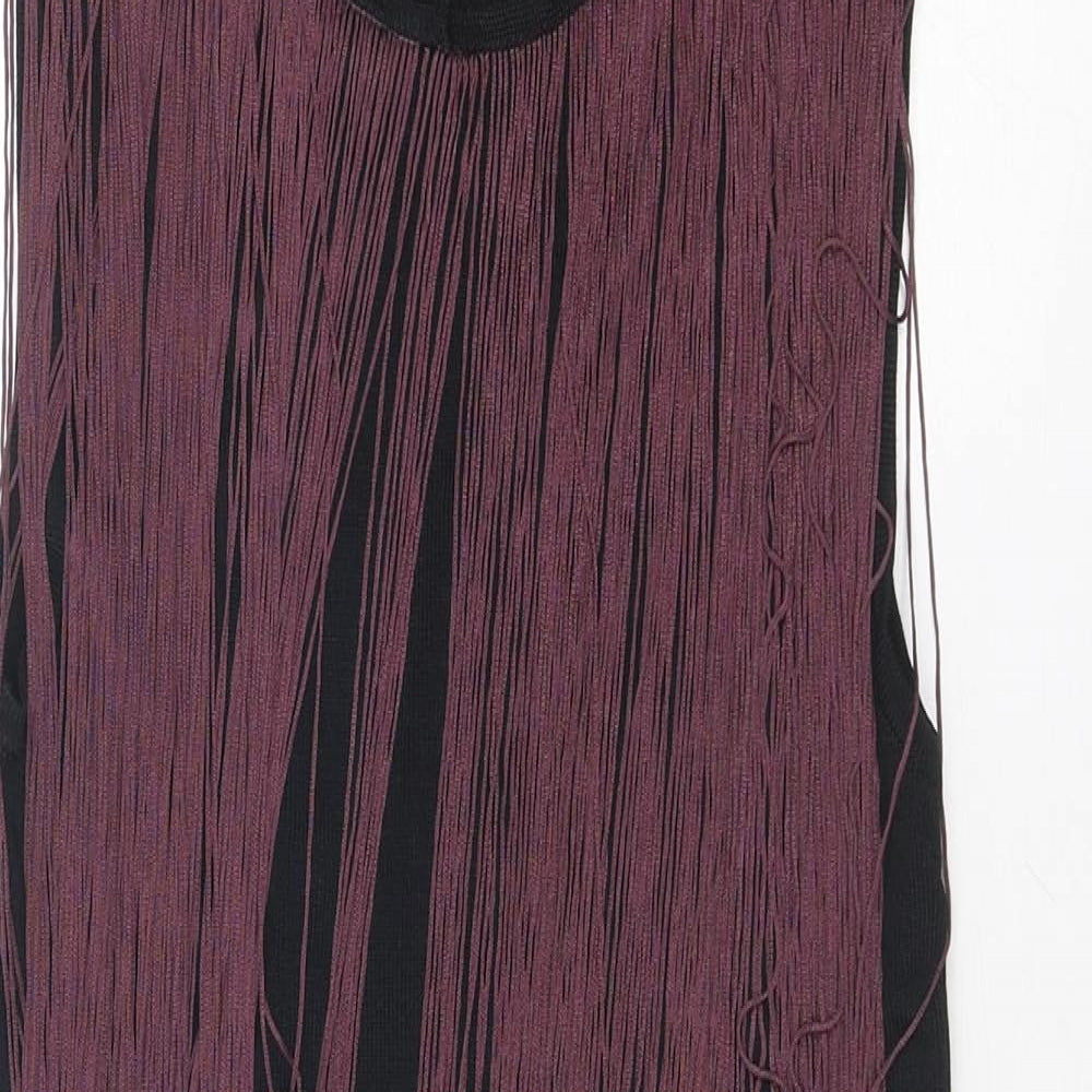 Topshop Womens Black Viscose Sheath Size 12 Round Neck Pullover