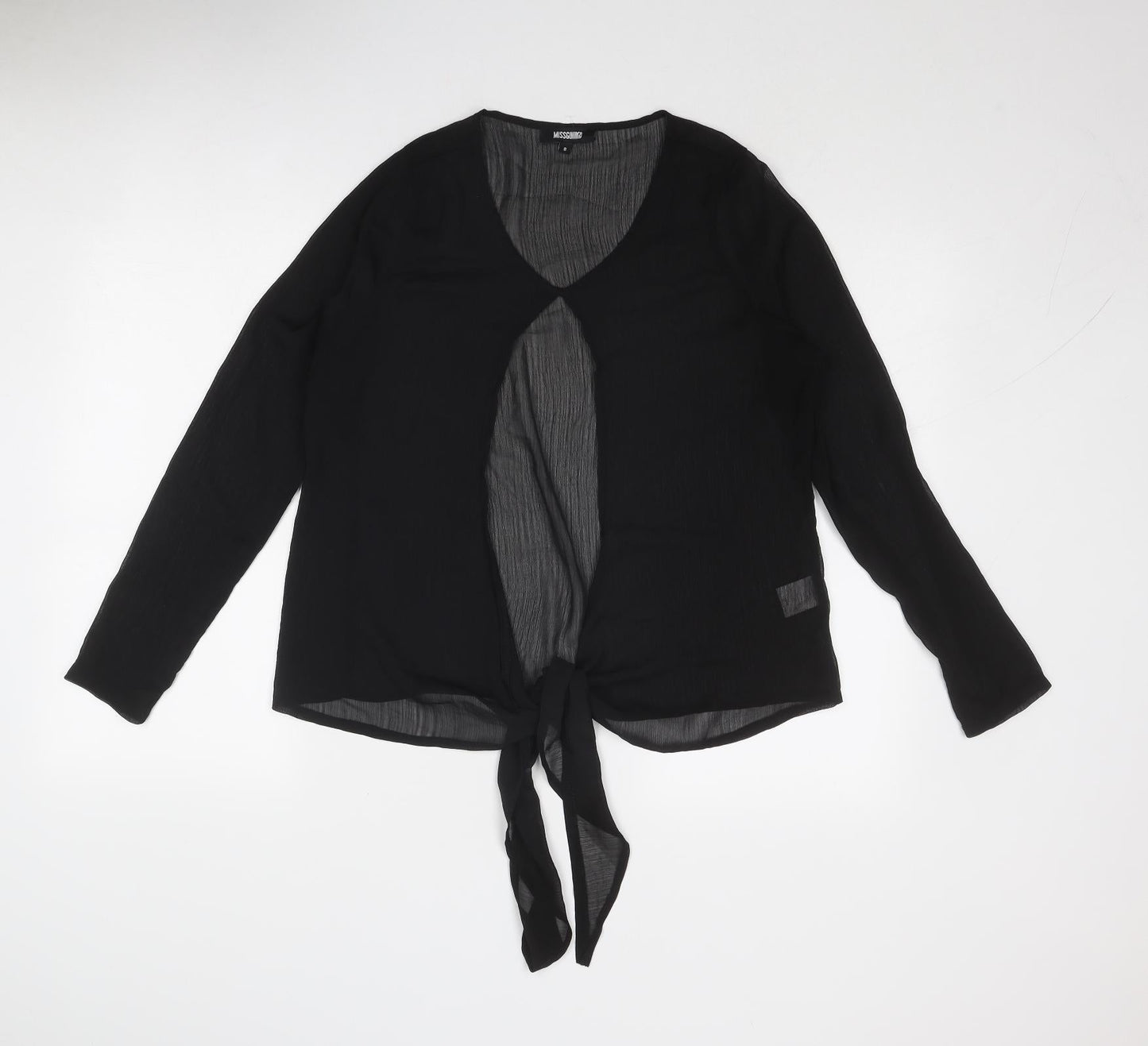 Missguided Womens Black Polyester Basic Blouse Size 8 V-Neck