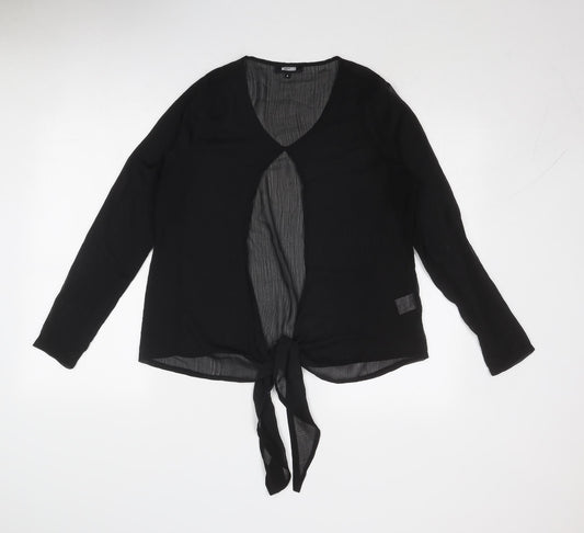 Missguided Womens Black Polyester Basic Blouse Size 8 V-Neck