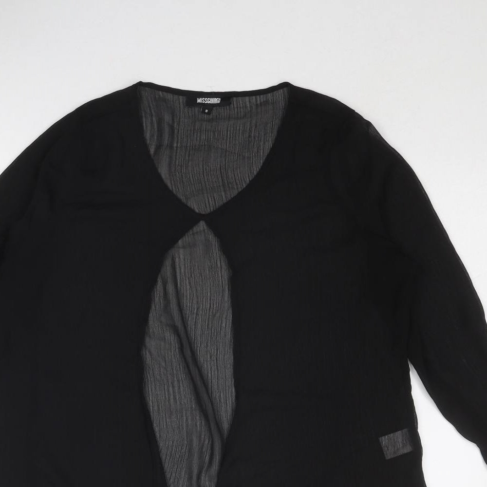 Missguided Womens Black Polyester Basic Blouse Size 8 V-Neck