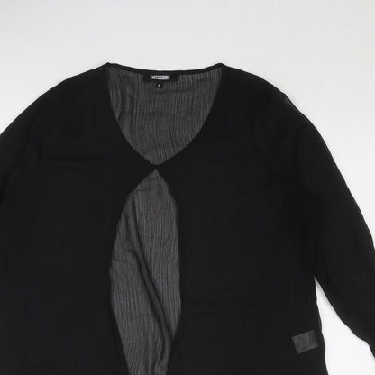 Close-up detail of Missguided women’s black polyester basic blouse, size UK 8, v-neck