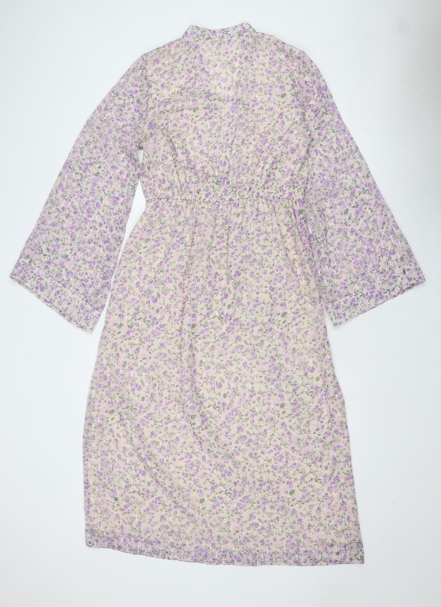 River Island Womens Pink Floral Polyester Maxi Size 10 V-Neck Pullover