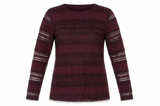 Dorothy Perkins Womens Purple Geometric Polyester Basic Blouse Size 10 Round Neck - Lace Detail