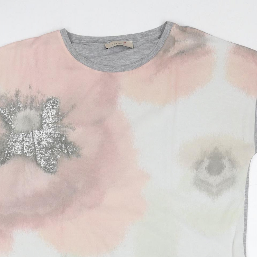 Per Una Womens Grey Geometric Polyester Basic Blouse Size 14 Round Neck