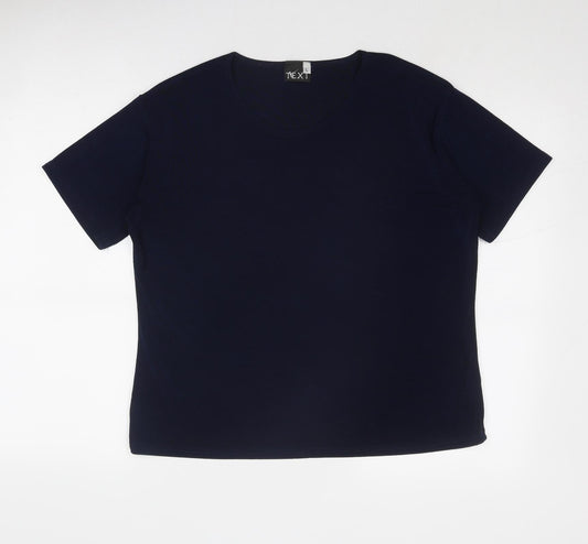 TEXT Womens Blue Polyester Basic T-Shirt Size L Round Neck