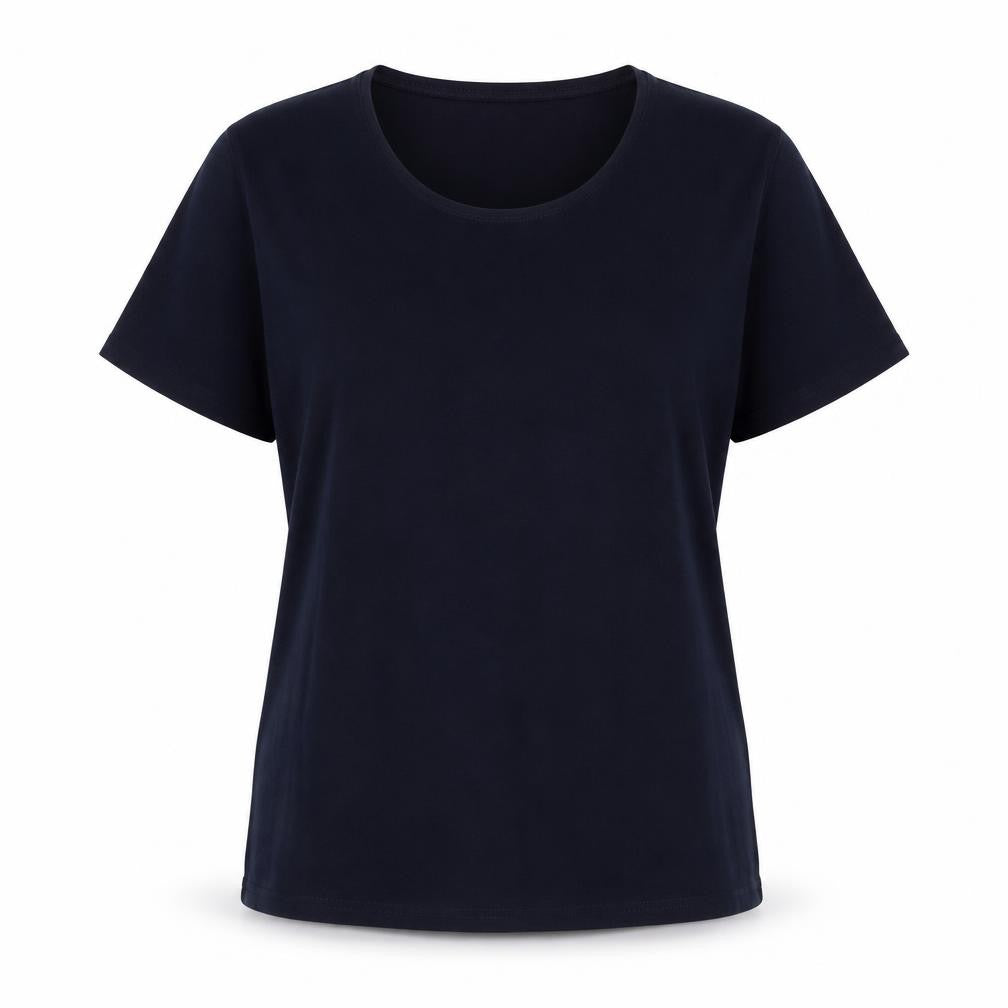 TEXT Womens Blue Polyester Basic T-Shirt Size L Round Neck