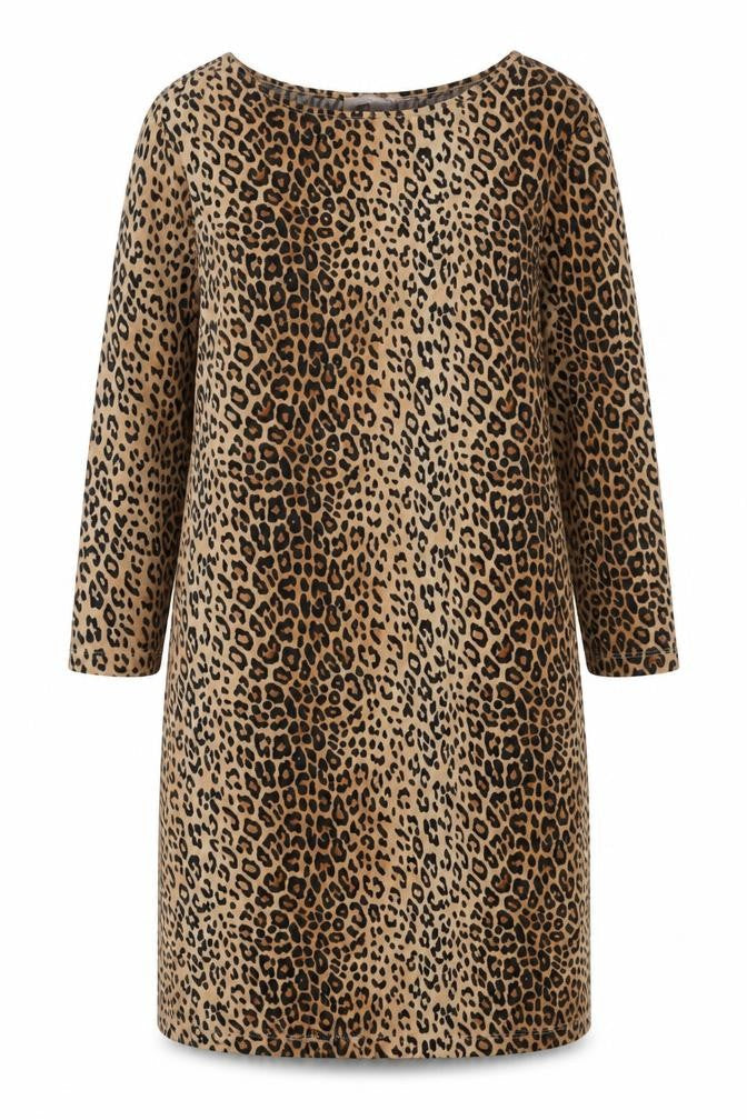 FOREVER 21 Womens Brown Animal Print Viscose A-Line Size S Round Neck Pullover - Leopard Pattern