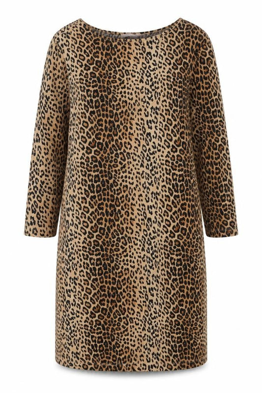 FOREVER 21 Womens Brown Animal Print Viscose A-Line Size S Round Neck Pullover - Leopard Pattern