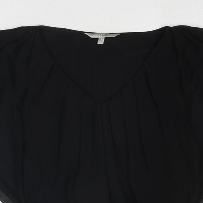 Coast Womens Black Polyester Basic Blouse Size 6 Round Neck