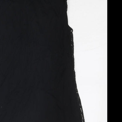 Oasis Womens Black Geometric Cotton Basic Tank Size M Round Neck