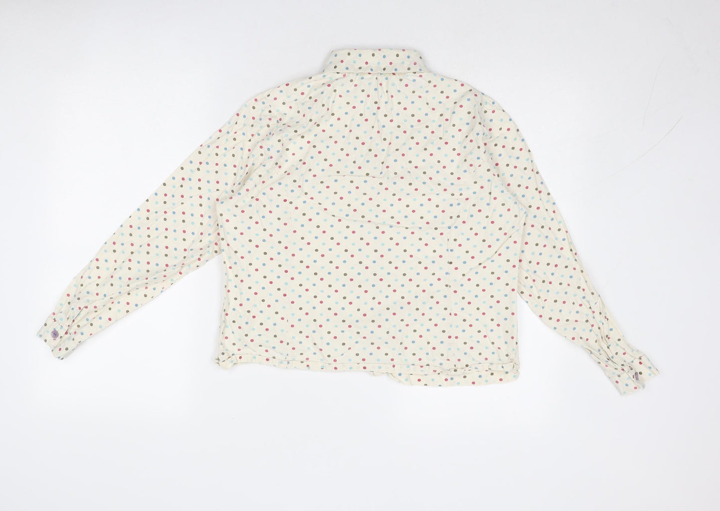 Tulchan Womens Ivory Polka Dot Cotton Basic Button-Up Size 12 Collared