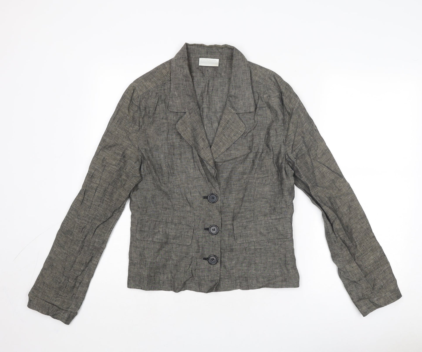 Off Shoot Womens Grey Geometric Jacket Blazer Size 12 Button