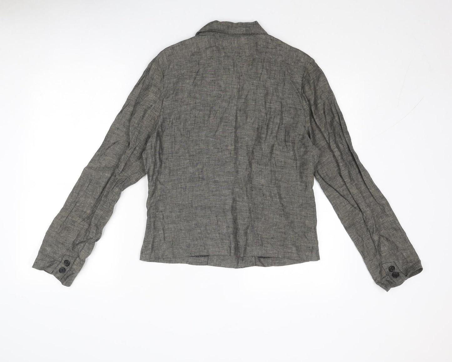 Off Shoot Womens Grey Geometric Jacket Blazer Size 12 Button