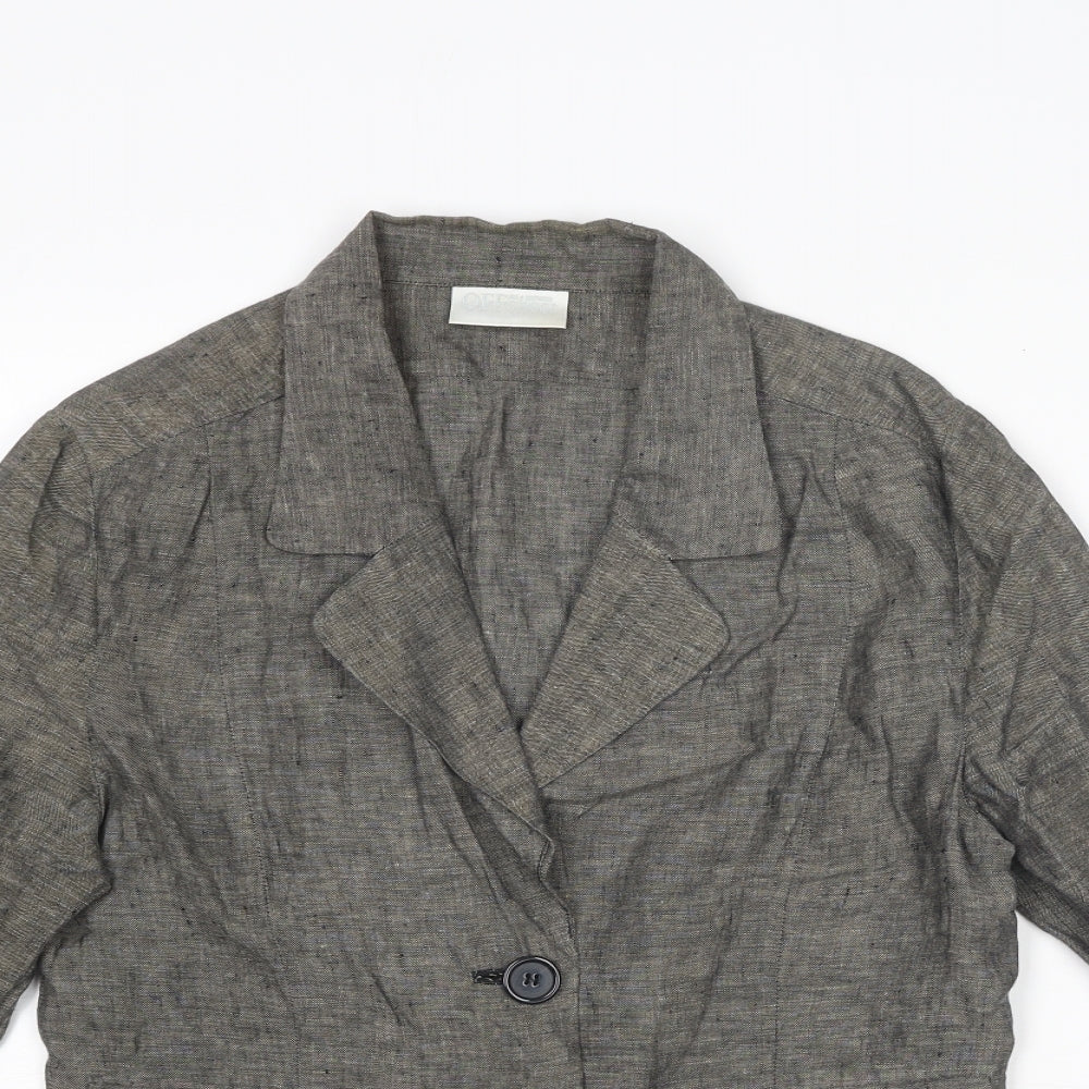 Off Shoot Womens Grey Geometric Jacket Blazer Size 12 Button