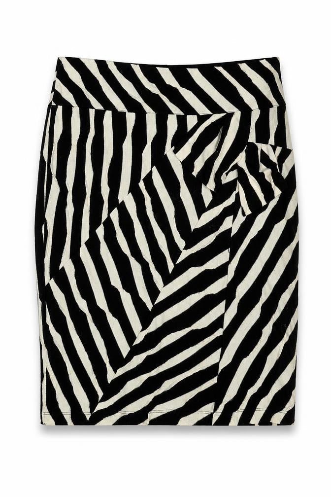 Per Una Womens Black Geometric Polyester A-Line Skirt Size 12 Zip