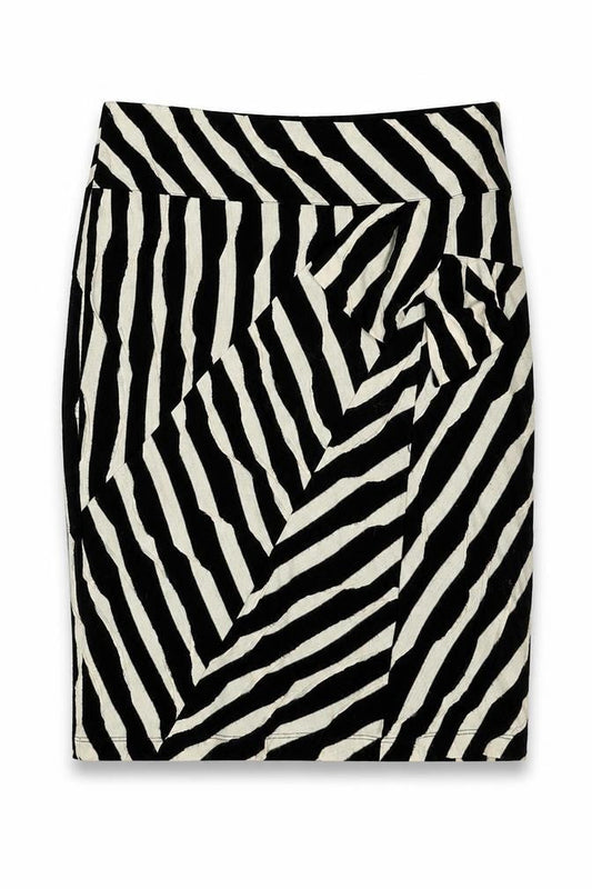 Per Una Womens Black Geometric Polyester A-Line Skirt Size 12 Zip