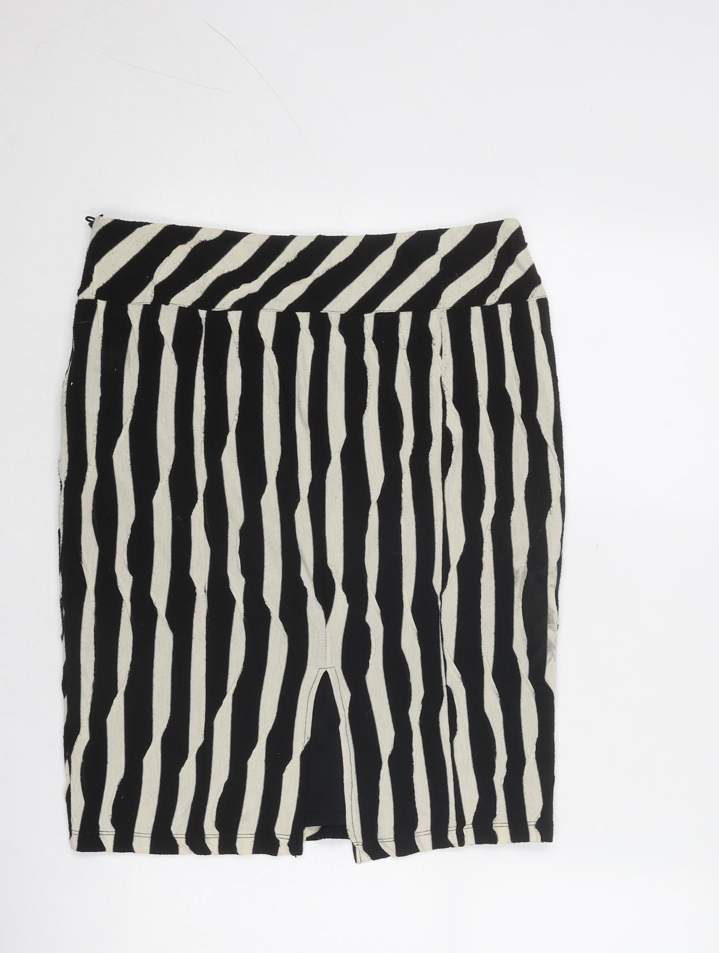 Per Una Womens Black Geometric Polyester A-Line Skirt Size 12 Zip