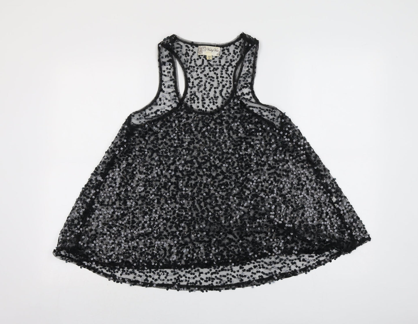 Vouley Vous Womens Black Polyester Basic Tank Size M Round Neck