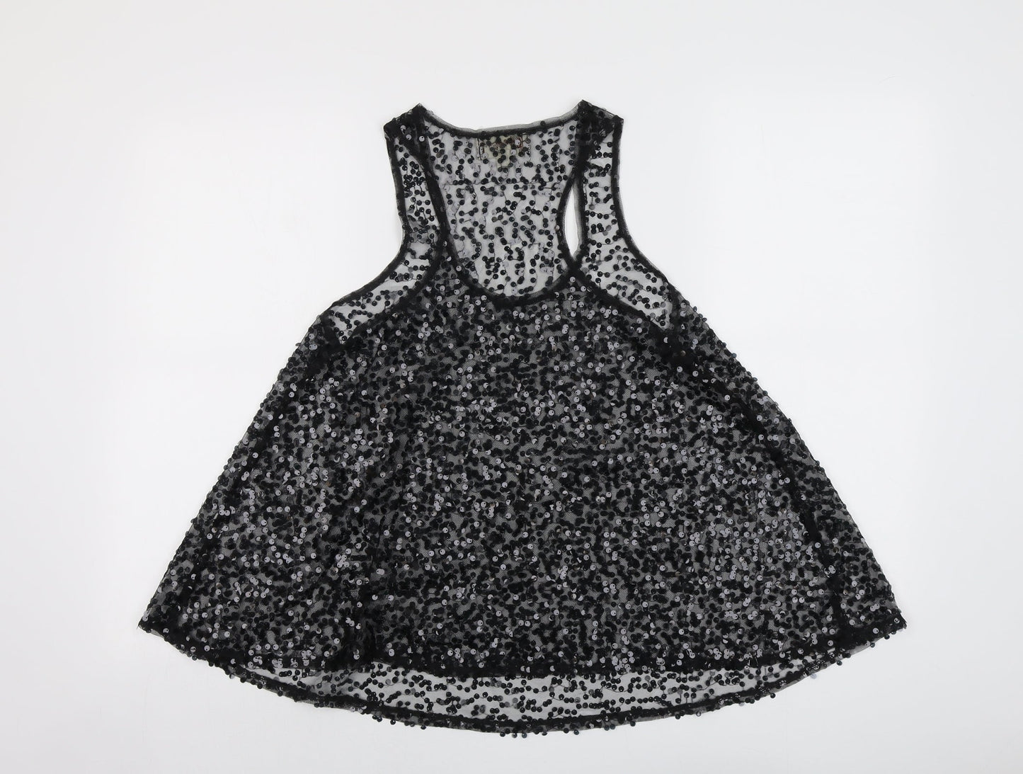 Vouley Vous Womens Black Polyester Basic Tank Size M Round Neck