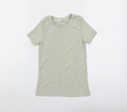 John Lewis Girls Gold Polyester Basic T-Shirt Size 6 Years Round Neck Pullover - Textured