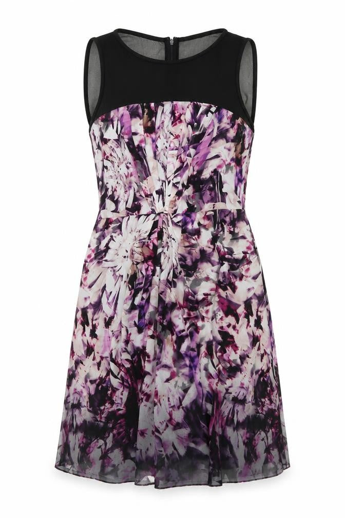 Coast Womens Multicoloured Geometric Polyester A-Line Size 14 Boat Neck Zip