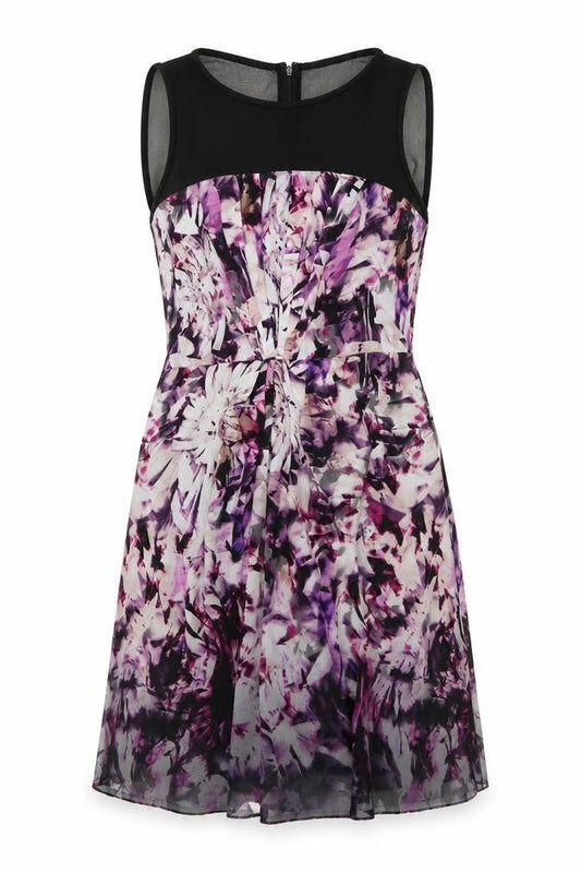 Coast Womens Multicoloured Geometric Polyester A-Line Size 14 Boat Neck Zip