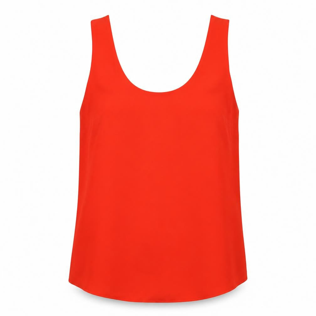 Oasis Womens Red Polyester Basic Tank Size 12 Scoop Neck
